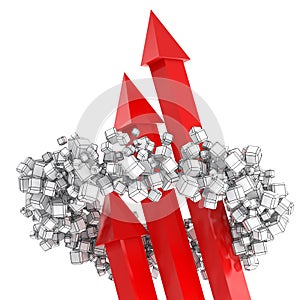 Red arrow tends skyward