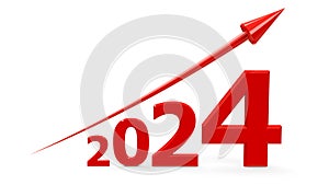 Red arrow up with 2024