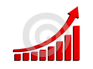 Red arrow up increasing sales vector illustration