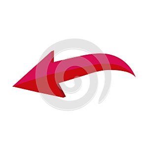 Red arrow vector icon on white background