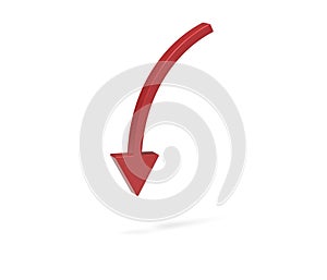 Red arrow on white background, downward
