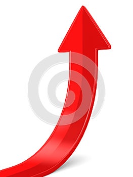 Red arrow on white background. Isolated 3D illustration