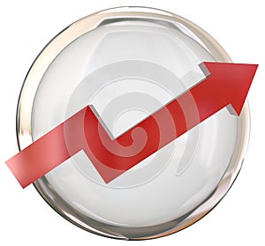 Red Arrow White Shiny Button