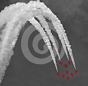 Red arrows and contrails