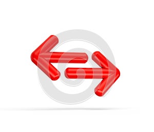 Red arrows. 3d shiny web icons. Illustration isolated on white background. 3d illustration