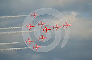 The Red Arrows Flying Display Team Five Hawk Jets.