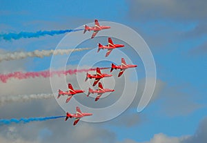The Red Arrows Flying Display Team Five Hawk Jets.