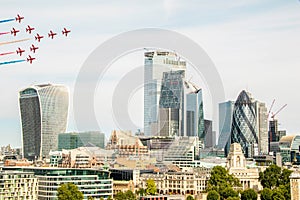 Red Arrows Flypast Over London Skyline