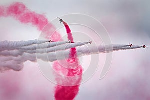 The Red Arrows RAF display team in action.