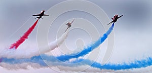 The Red Arrows RAF display team in action.