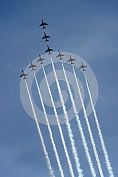 The Red Arrows RAF Airforce jet aeroplanes