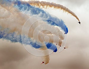 The Red Arrows RAF display team in action.