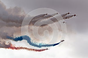 The Red Arrows RAF display team in action.