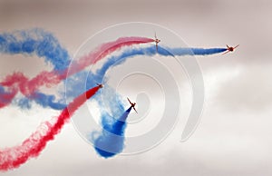 The Red Arrows RAF display team in action.