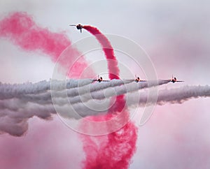 The Red Arrows RAF display team in action.