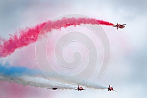 The Red Arrows RAF display team in action.