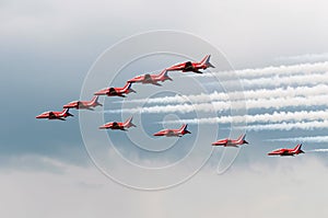 Red Arrows RAF Hawks Big Battle formation on the Aviofun airshow