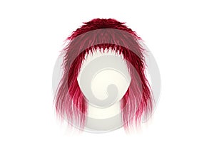 Red artificial hair or wig on white mannequin head