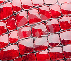 Red artificial leather