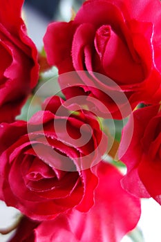 Red artificial roses