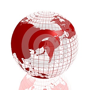 Red asia 3d globe