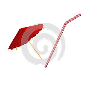 Red asian cocktail umbrella