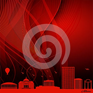 Red Athens city Grunge Background