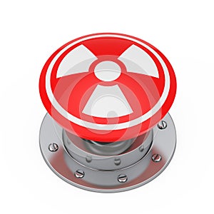 Red Atomic Bomb Launch Nuclear Button with Radiation Symbol. 3d