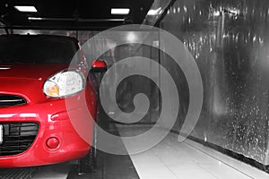 Red auto car wash