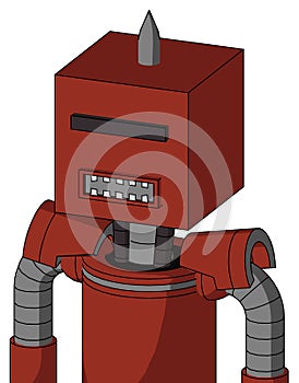 Red Automaton With Box Head And Square Mouth And Black Visor Cyclops And Spike Tip