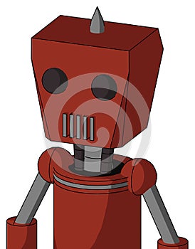 Red Automaton With Box Head And Vent Mouth And Two Eyes And Spike Tip