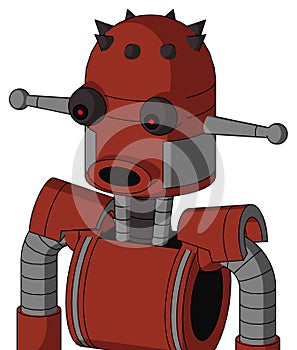 Red Automaton With Dome Head And Round Mouth And Red Eyed