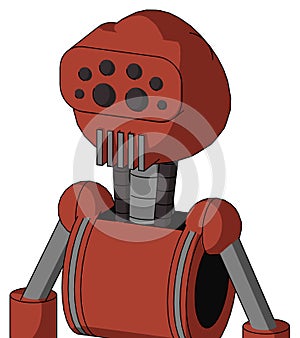 Red Automaton With Rounded Head And Vent Mouth And Bug Eyes