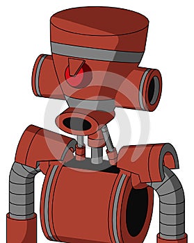 Red Automaton With Vase Head And Round Mouth And Angry Cyclops