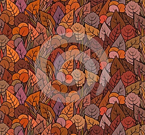 Red autumn leafs - seamless pattern. Vector endless floral nature ornament.