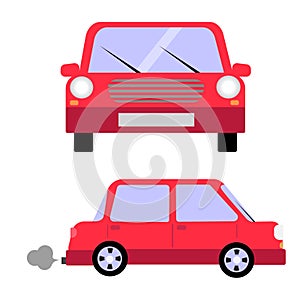 Red avto front view side view vector
