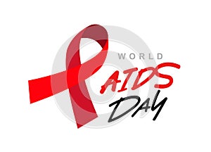 Red awareness ribbon. World AIDS Day. Banner about the need to understand the problem of AIDS. AIDS Memorial Day