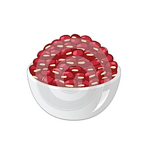 Red Azuki beans in bowl on white background.