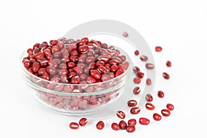 Red azuki beans in glass bowl