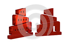 Red Babel tower bible story icon isolated on transparent background.