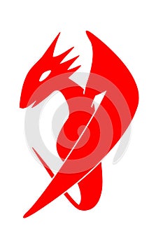 Red Baby Dragon Logo Emblem - PNG Raster Design