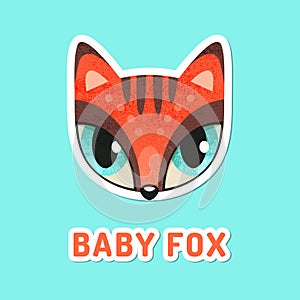 Red baby fox with extremely big eyes.