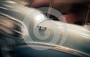 Red back door of a retro car.