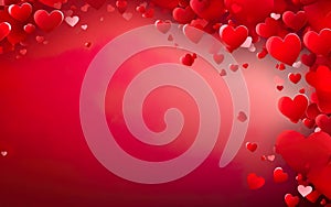 Red background banner with scattered little red hearts