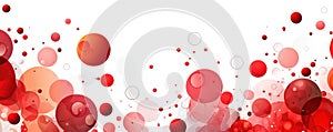 Red background with circles and bubbles, creating a dynamic and vibrant abstract design