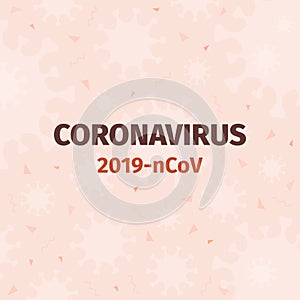 Red background with floating coronavirus particles around. 2019-novel coronavirus 2019-nCoV infection. Minimal flat style.