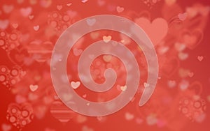 Red background with hearts for St. Valentines Day