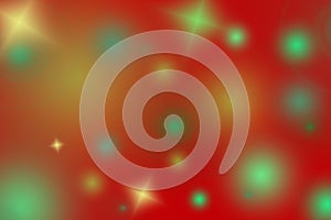 Red background or illustration with concentric circles, stars and blurred sparkles for party poster backgrounds. Horizontal