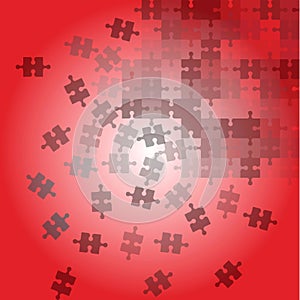Red background with scattering puzzle