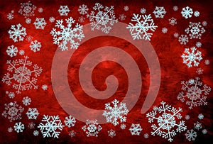 Red background with snowflakes